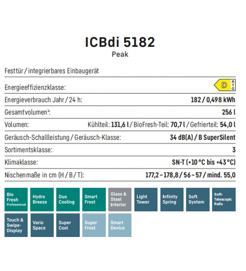 LIEBHERR利勃海尔ICBdi 5182  无霜 智能霜冷嵌入式冰箱冰柜